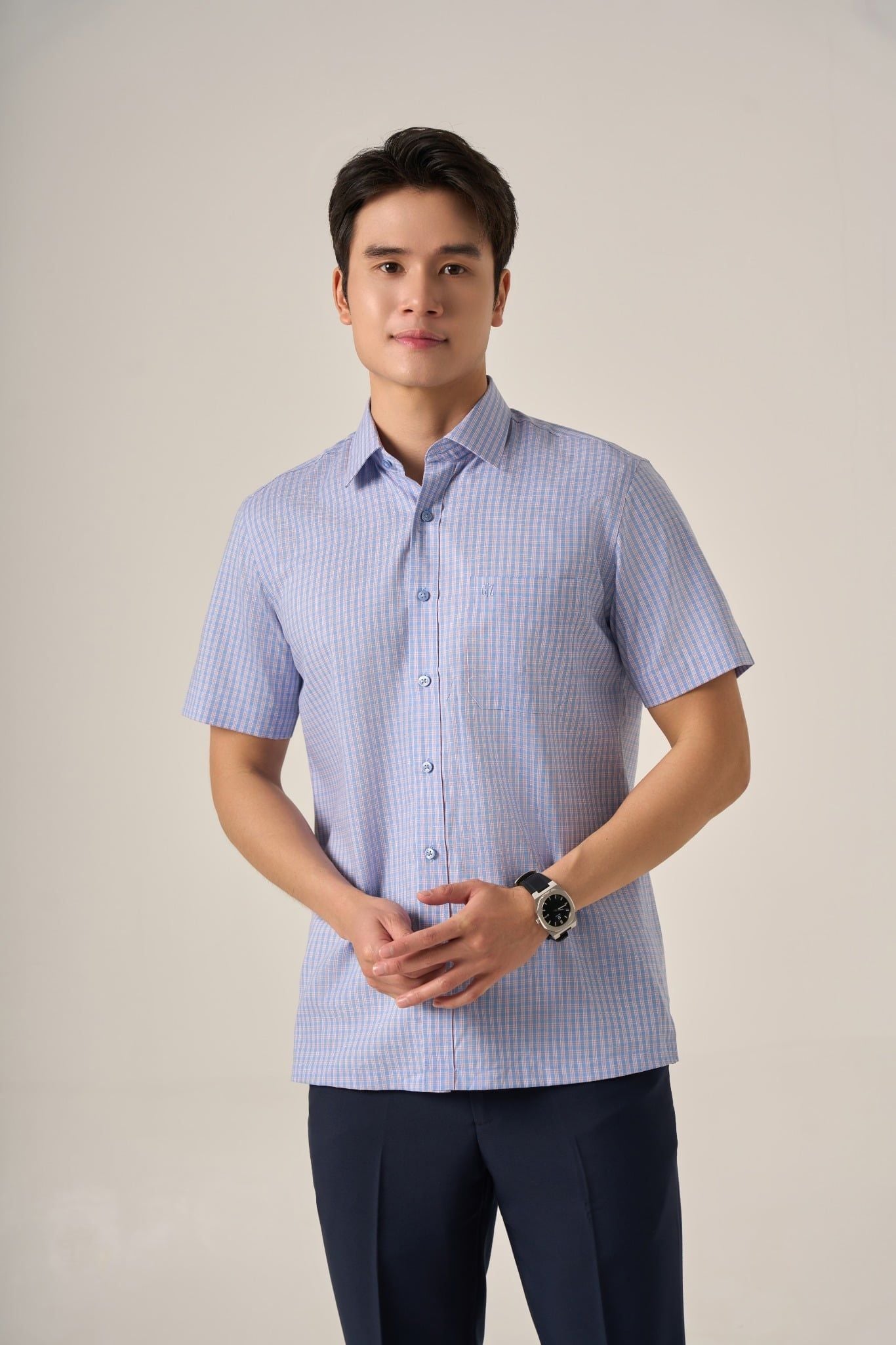 Sơ mi nam cộc tay GrusZ form RegularFit mã 010125041GZGB AK635