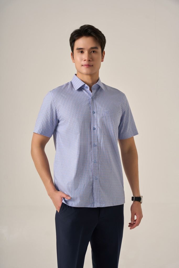 Sơ mi nam cộc tay GrusZ form RegularFit mã 010125041GZGB AK635