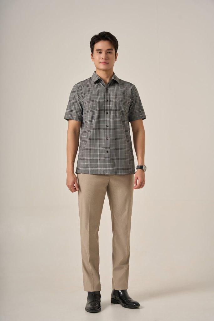 Sơ mi nam cộc tay GrusZ form RegularFit mã 010125041GZGB AK637