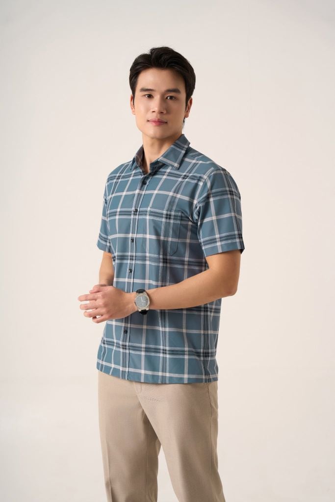 Sơ mi nam cộc tay GrusZ mã 010125041GZGB AK638