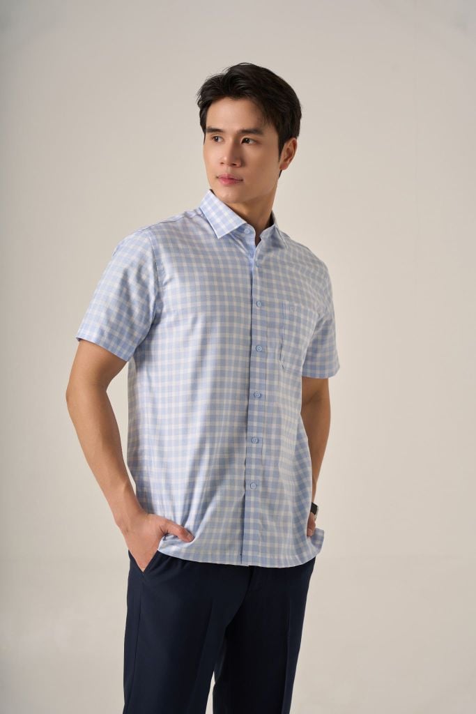 Sơ mi nam cộc tay GrusZ form RegularFit mã 010125053GZGB AK645