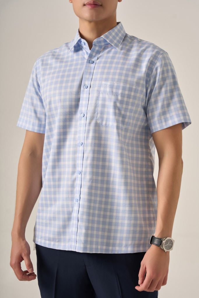 Sơ mi nam cộc tay GrusZ form RegularFit mã 010125053GZGB AK645