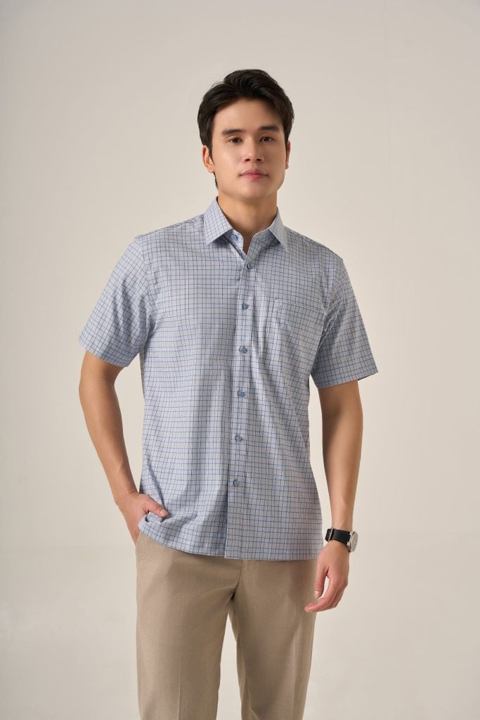 Sơ mi nam cộc tay May 10 form Regular mã 010125056GB AK554