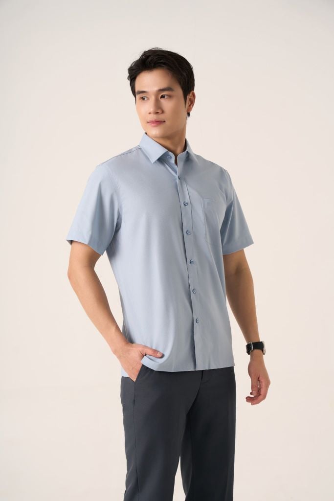 Sơ mi nam cộc tay May 10 mã 010125057GB AK495