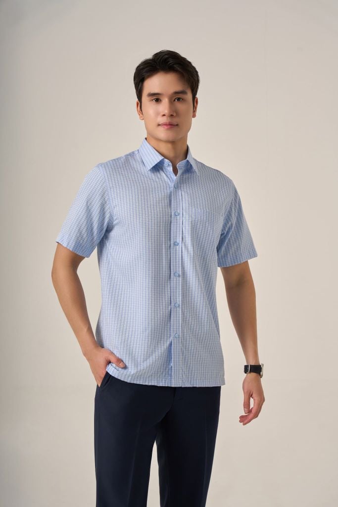 Sơ mi nam cộc tay May 10 form Regular mã 010125057GB AK505