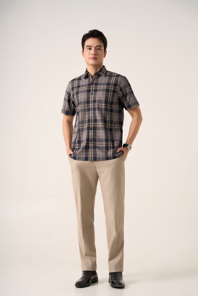 Sơ mi nam cộc tay May 10 mã 010125104GB AK585