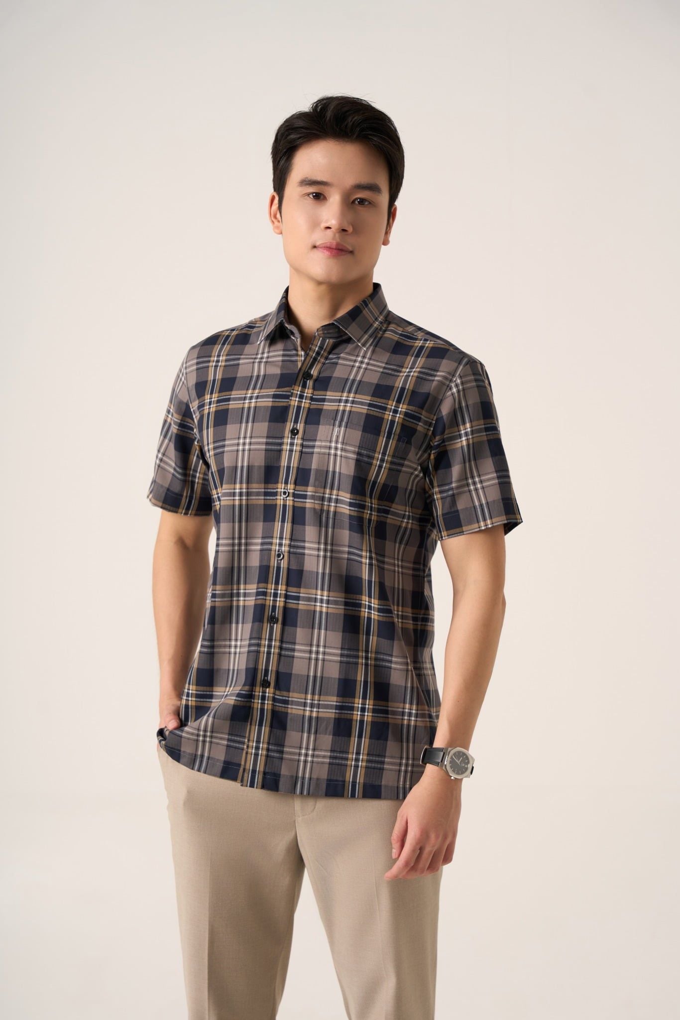 Sơ mi nam cộc tay May 10 mã 010125104GB AK585