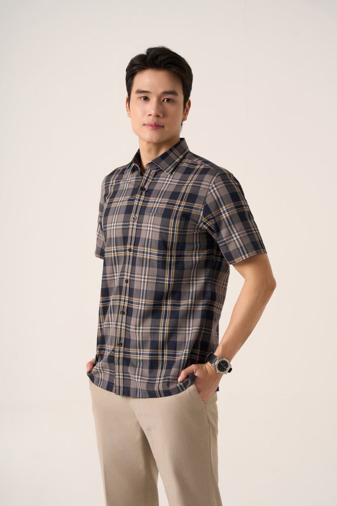 Sơ mi nam cộc tay May 10 mã 010125104GB AK585