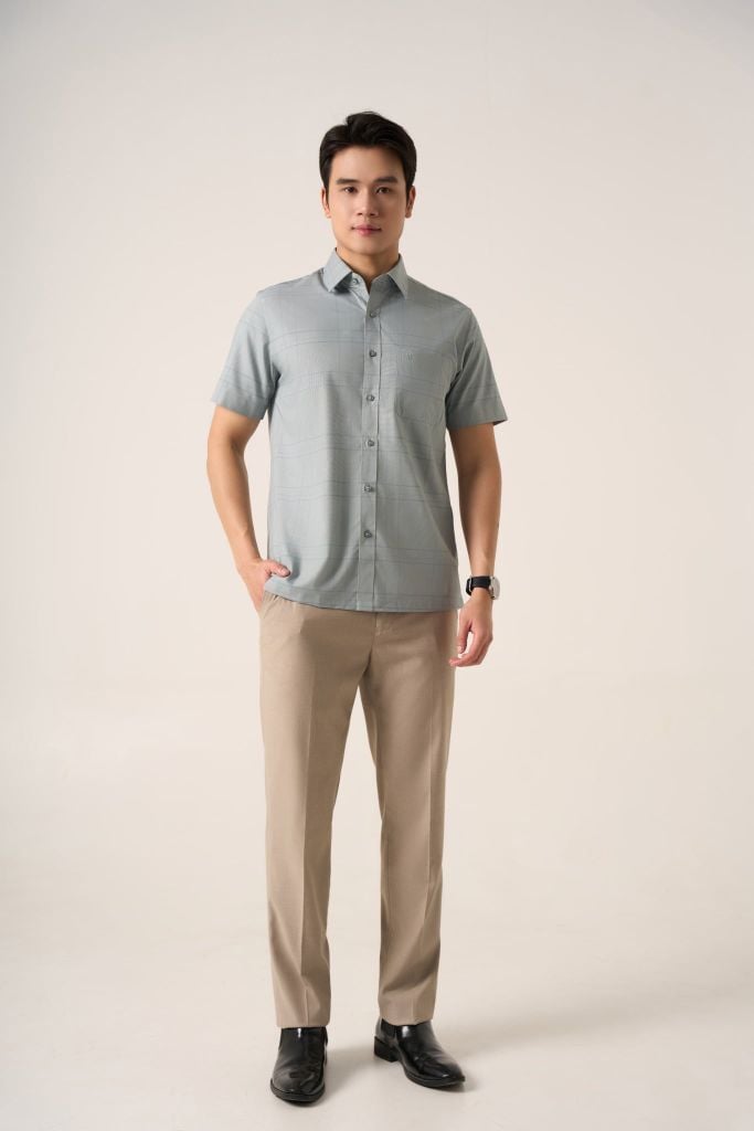 Sơ mi nam cộc tay May 10 mã 010125104GB AK597