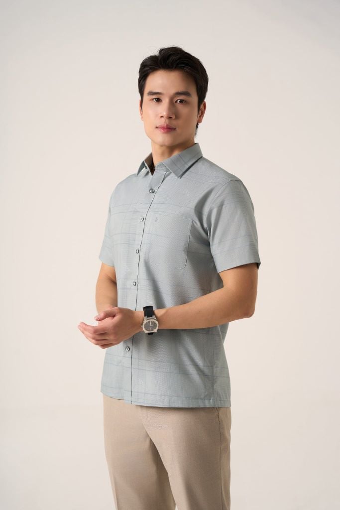 Sơ mi nam cộc tay May 10 mã 010125104GB AK597