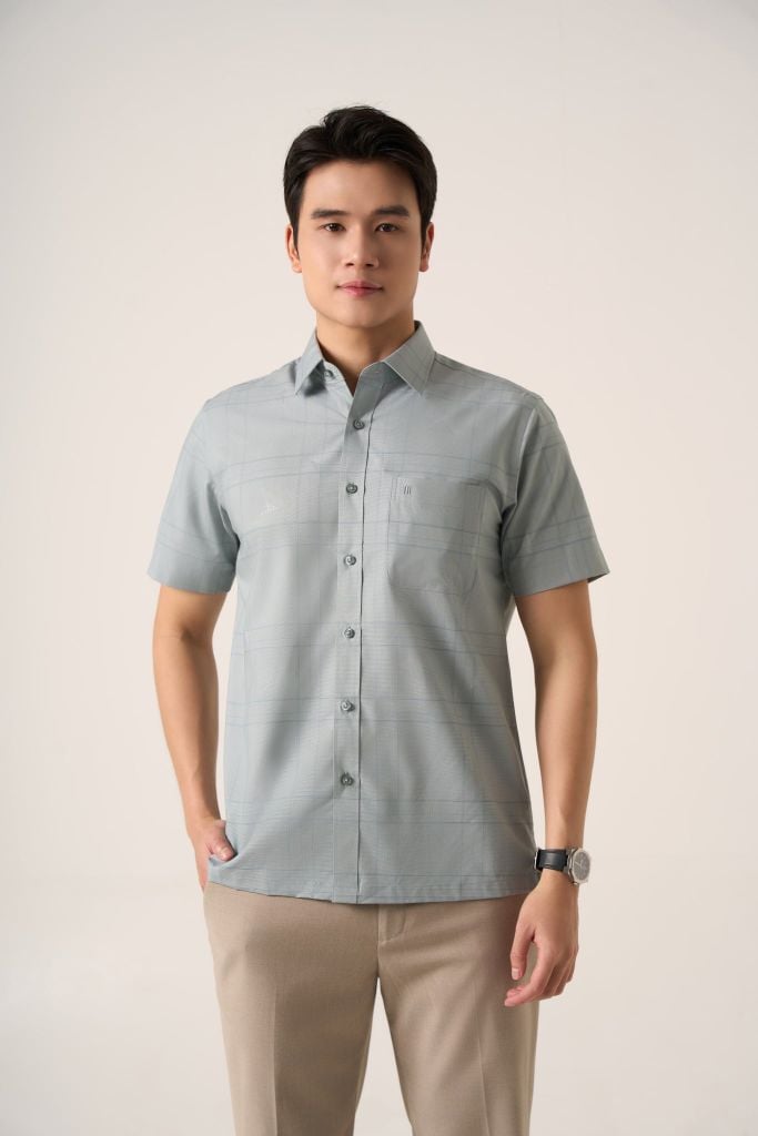 Sơ mi nam cộc tay May 10 mã 010125104GB AK597
