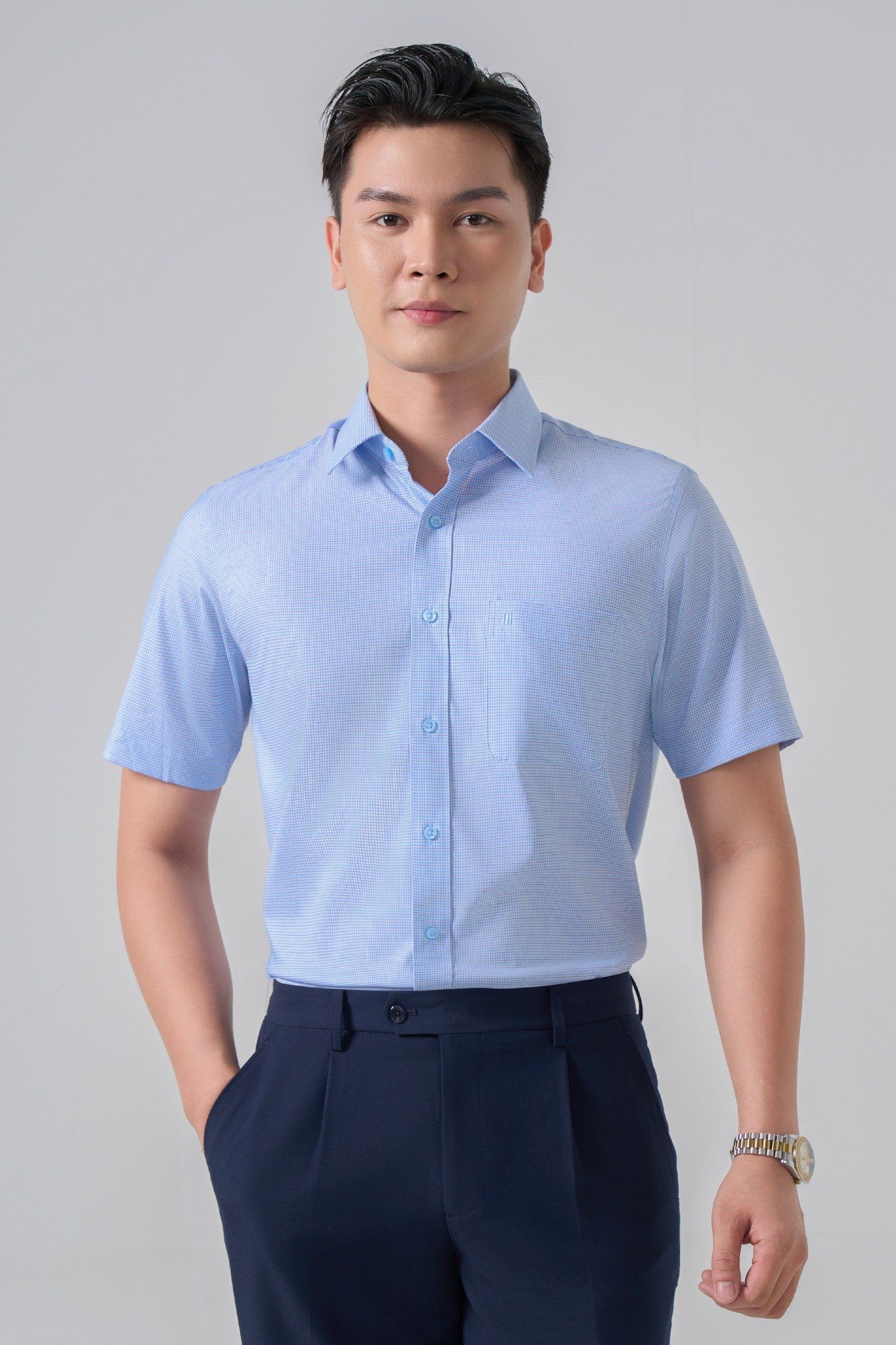 Sơ mi nam cộc tay May 10 form Regular mã 010125135GB AK632