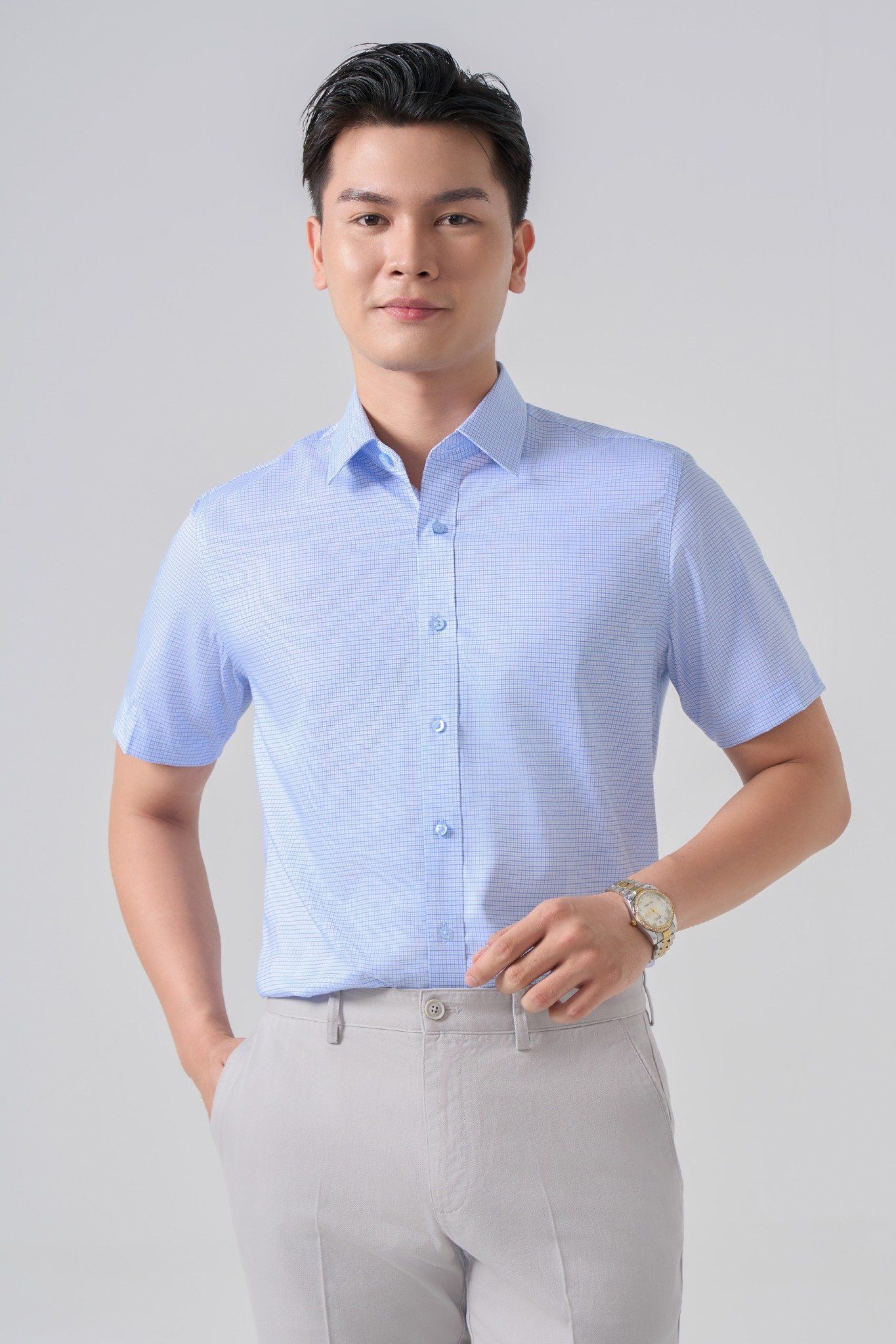 Sơ mi nam cộc tay May 10 form Regular mã 010125135GBKT AK636