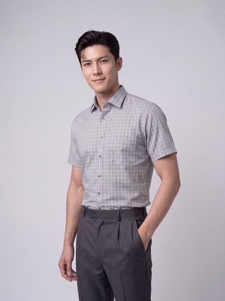 Sơ mi nam cộc tay GrusZ form RegularFit mã 010126043GZV2 AK673