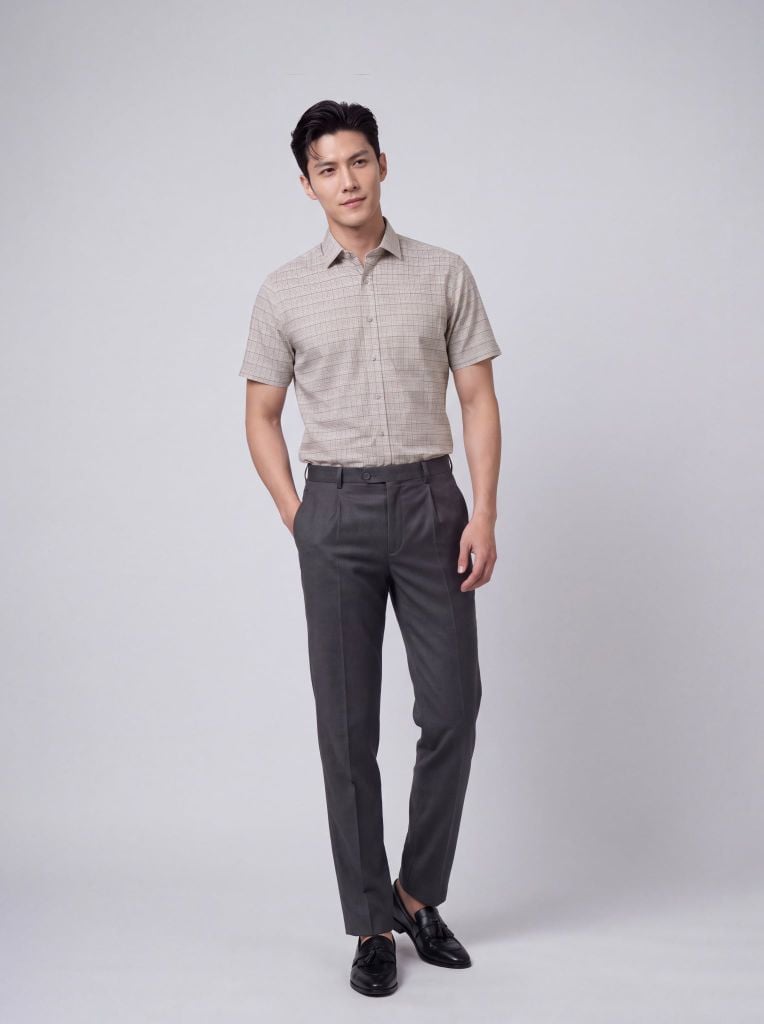 Sơ mi nam cộc tay GrusZ form RegularFit mã 010126056GZV2 AK675