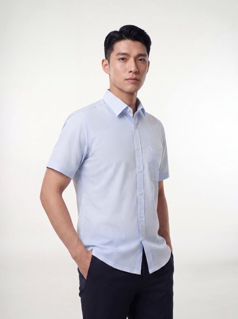 Sơ mi nam cộc tay May 10 form RegularFit mã 010126077GBN4 AD193
