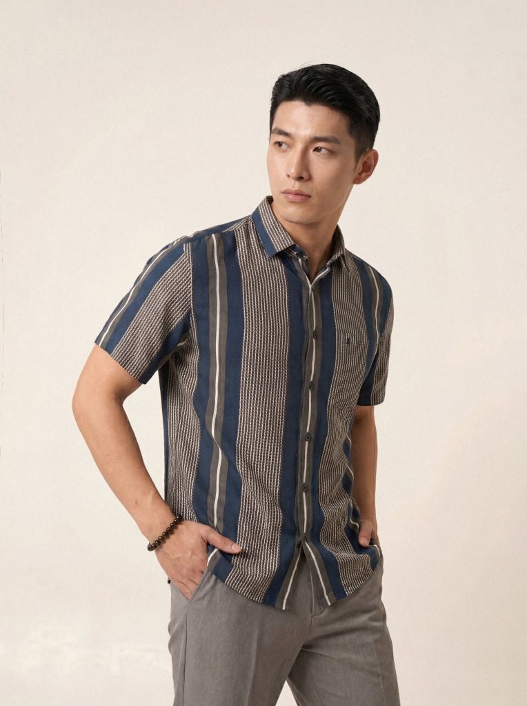 Sơ mi lanh cộc tay May 10 form RegularFit mã 010126106LANH 5