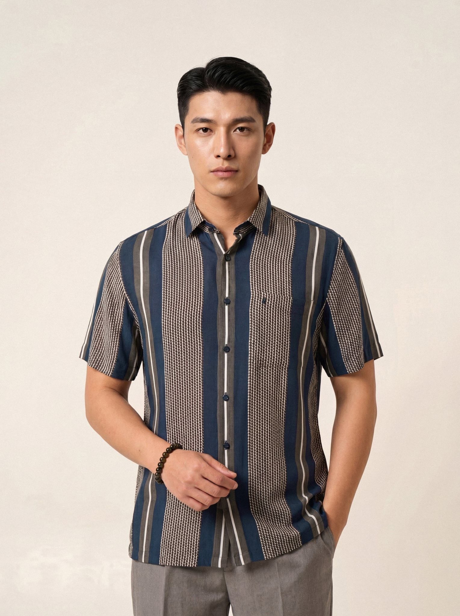 Sơ mi lanh cộc tay May 10 form RegularFit mã 010126106LANH 5