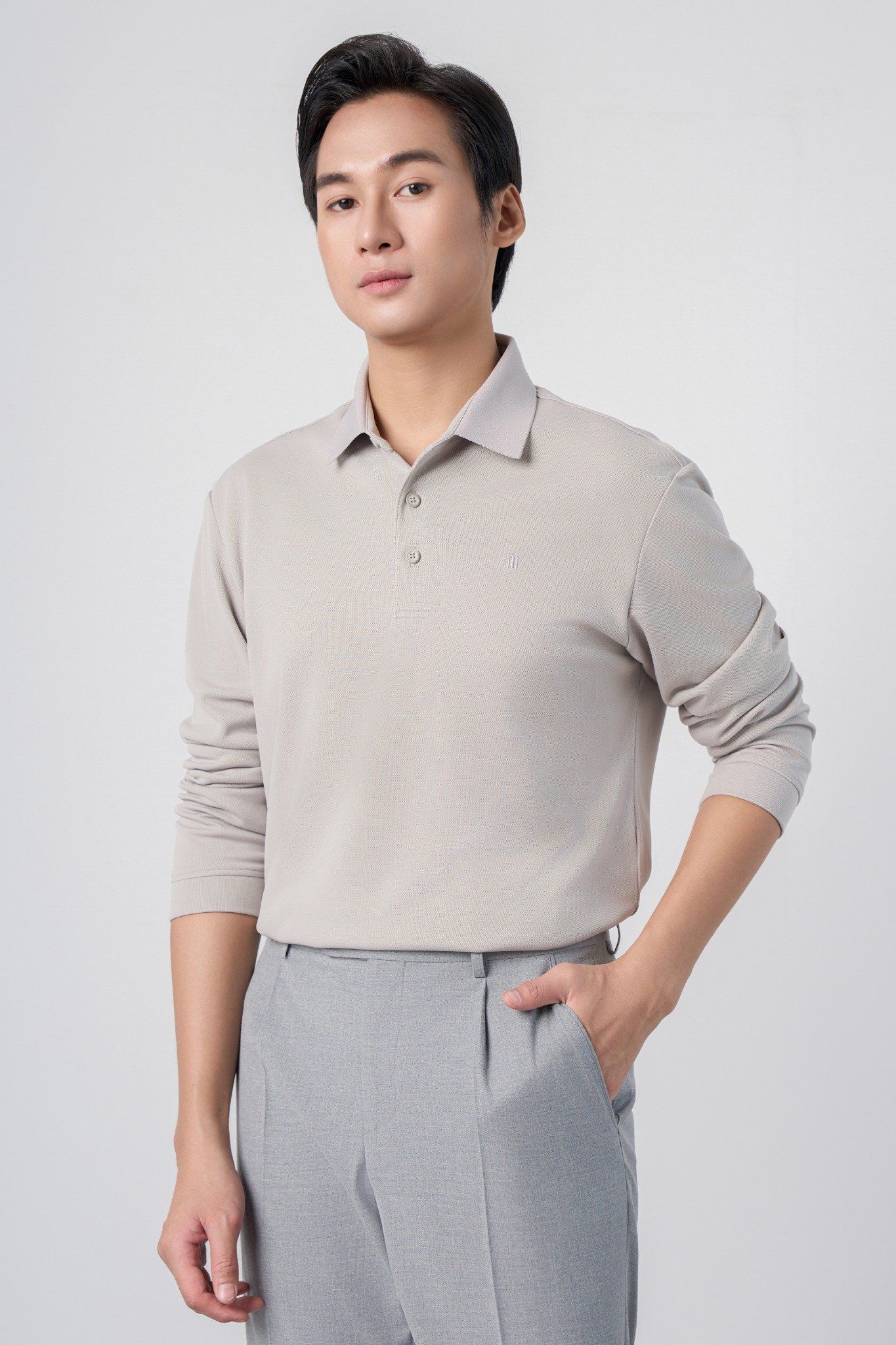 Áo phông nam dài tay May10 mã 140125241FL GHI XÁM