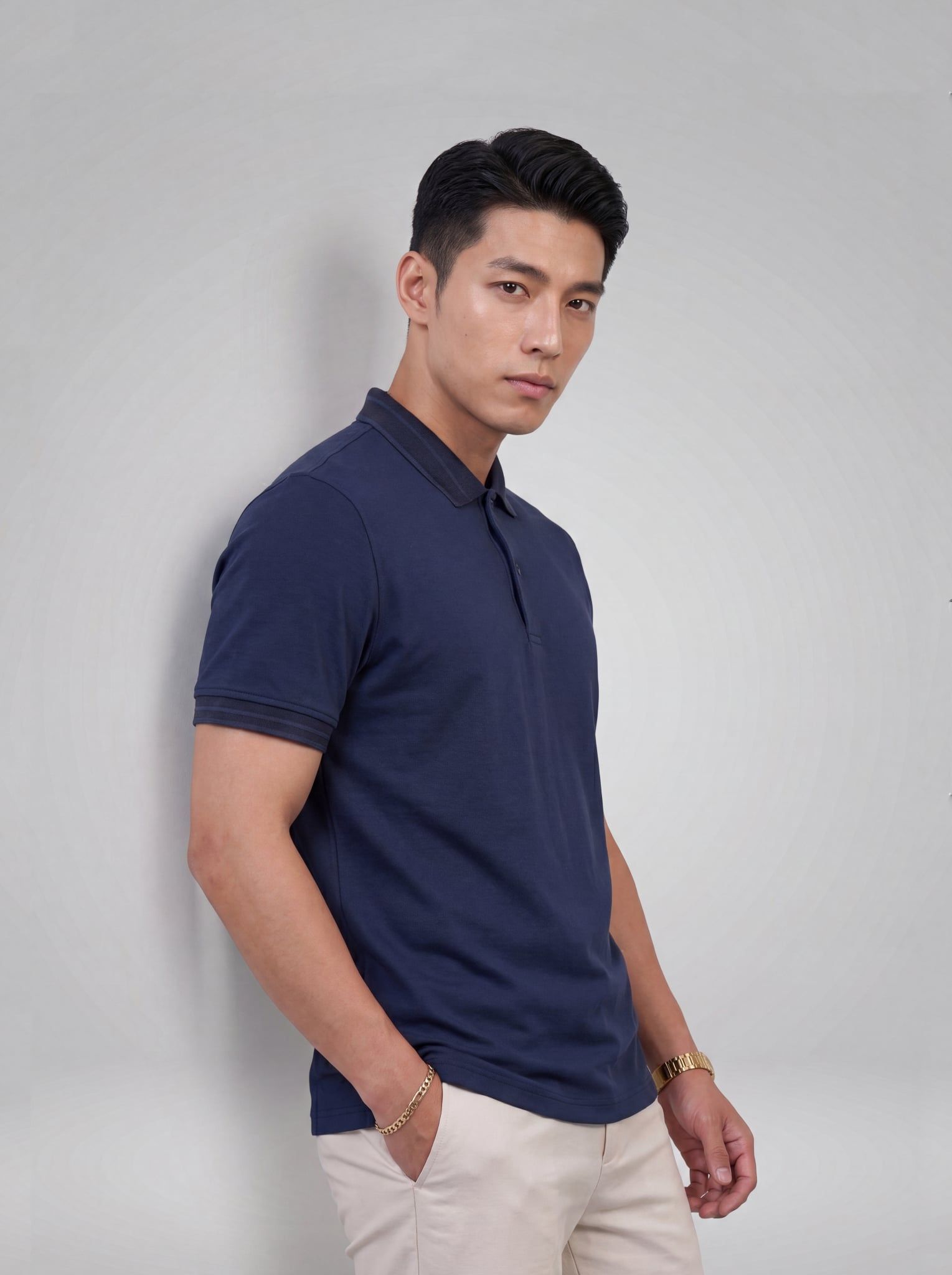 Áo phông nam cộc tay May 10 form Regular mã 140126089FL NAVY-FL