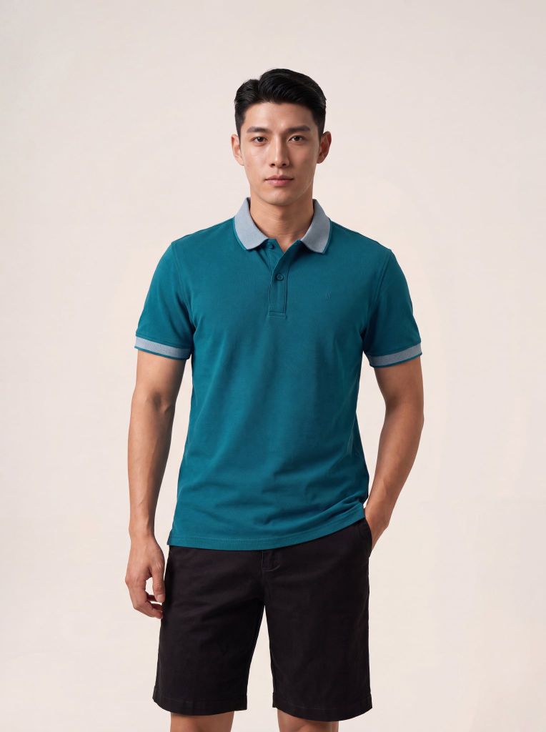 Áo phông nam cộc tay May 10 mã 140126091LV Xanh Cổ Vịt