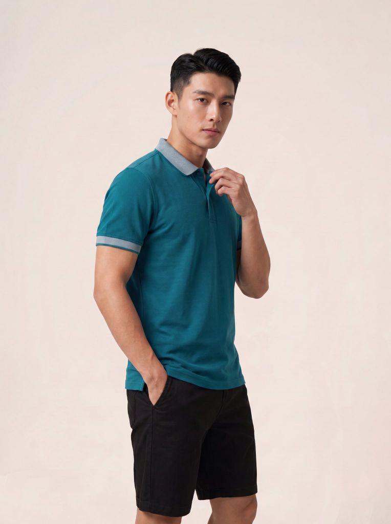 Áo phông nam cộc tay May 10 mã 140126091LV Xanh Cổ Vịt