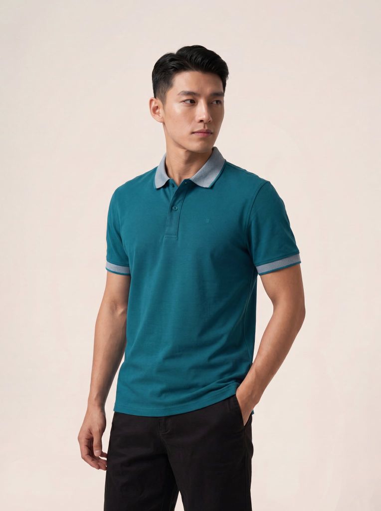 Áo phông nam cộc tay May 10 mã 140126091LV Xanh Cổ Vịt
