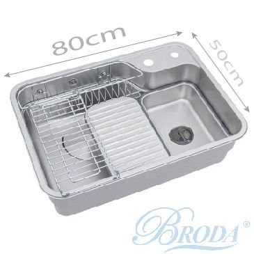 Chậu Rửa Chén Bát Inox 304 1 Hố Cỡ Lớn FAHKLER 8050K, KT 80*50*23