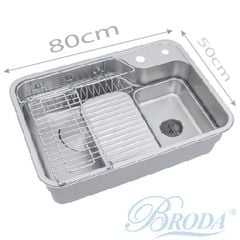 Chậu Rửa Chén Bát Inox 304 1 Hố Cỡ Lớn FAHKLER 8050K, KT 80*50*23