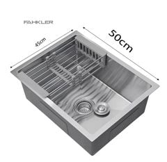 Chậu Rửa Chén 1 Hộc Âm ĐÁ Kích Thước 50x45cm SUS 304 FAHKLER