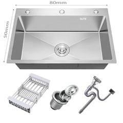 Chậu Rửa Chén 1 Ngăn Lớn  SUS 304 KT 80x50cm FAHKLER