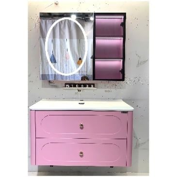 Bộ Tủ Lavabo Bằng Nhựa Mầu Hồng KT 80x47cm