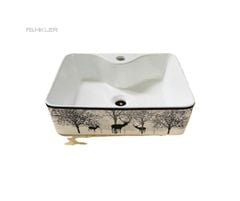Lavabo Tô Sứ Đặt Bàn Vuông L908