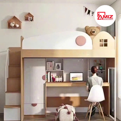 Giường tầng trẻ em thông minh kèm bàn học và tủ quần áo Amiz- GT002