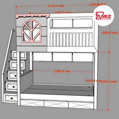Giường tầng trẻ em thông minh cao cấp Amiz - GT012