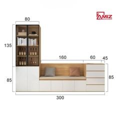 TỦ  SÁCH TRANG TRÍ KẾT HỢP GHẾ NGỒI