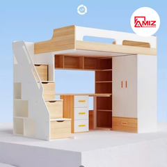 Giường tầng trẻ em kết hợp tủ quần áo và bàn học thông minh Amiz - GT016
