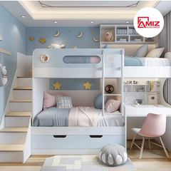 GIƯỜNG TẦNG KÈM BÀN HỌC GIÁ SÁCH - GT051