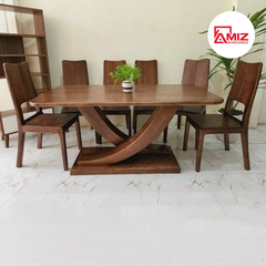 BỘ BÀN ĂN GỖ SỒI CHÂN XOẮN - BACX03