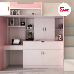 Giường tầng trẻ em thông minh kèm bàn học và tủ sách Amiz - GT006