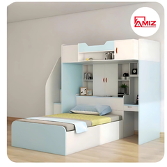 Giường tầng trẻ em thông minh kèm bàn học và tủ sách Amiz - GT006