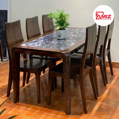BỘ BÀN  ĂN CAO CẤP  GỖ SỒI 6 GHẾ - BACC01