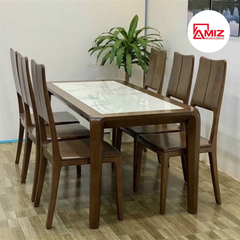 BỘ BÀN  ĂN CAO CẤP  GỖ SỒI 6 GHẾ - BACC01
