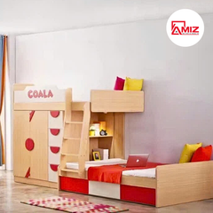 Giường tầng thông minh kèm tủ quần áo và kệ sách Amiz - GTTM001