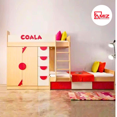 Giường tầng thông minh kèm tủ quần áo và kệ sách Amiz - GTTM001