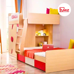 Giường tầng thông minh kèm tủ quần áo và kệ sách Amiz - GTTM001