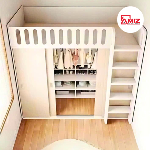 Giường tầng trẻ em thông minh kèm bàn học và tủ quần áo Amiz- GT004