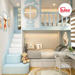 Giường tầng trẻ em thông minh kèm giá sách Amiz - GT008