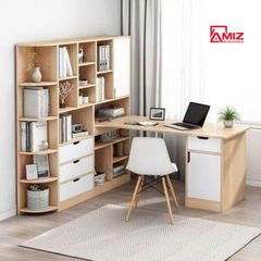 Bộ bàn học cao cấp AMIZ NỘI THẤT & TRANG TRÍ kết hợp kệ sách bh-068