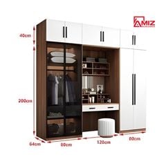 Tủ quần áo cao cấp AMIZ NỘI THẤT & TRANG TRÍ kết hợp bàn trang điểm Amiz-008